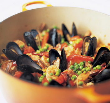 Paella in a paella pan