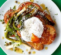 Pain perdu with confit leeks