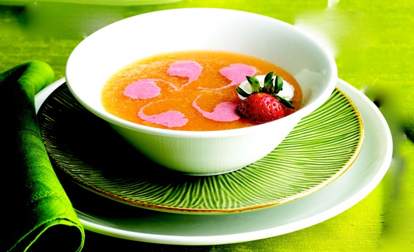 Paisley-patterned summer soup