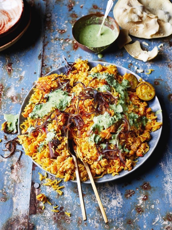 Pakistani chickpea biryani
