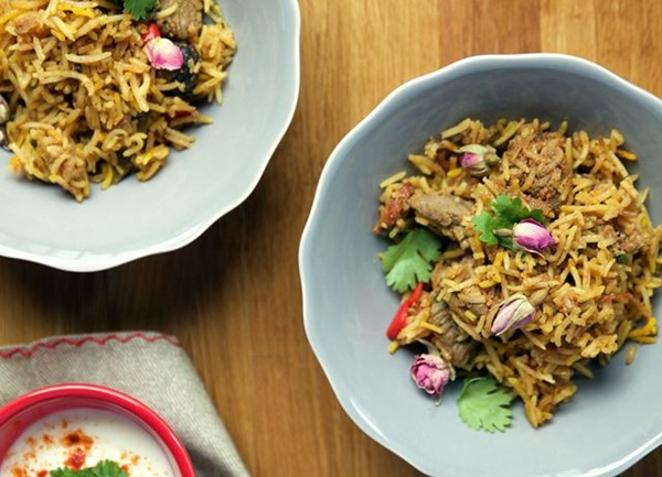 Pakistani festive beef biryani