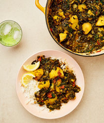 Pakistani-style potato and spinach curry