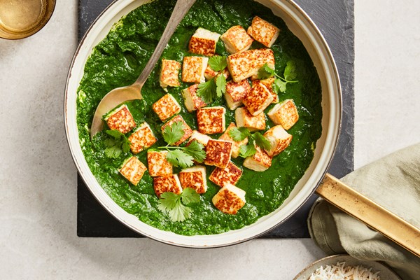 Palak "paneer" with pressed fresh ricotta