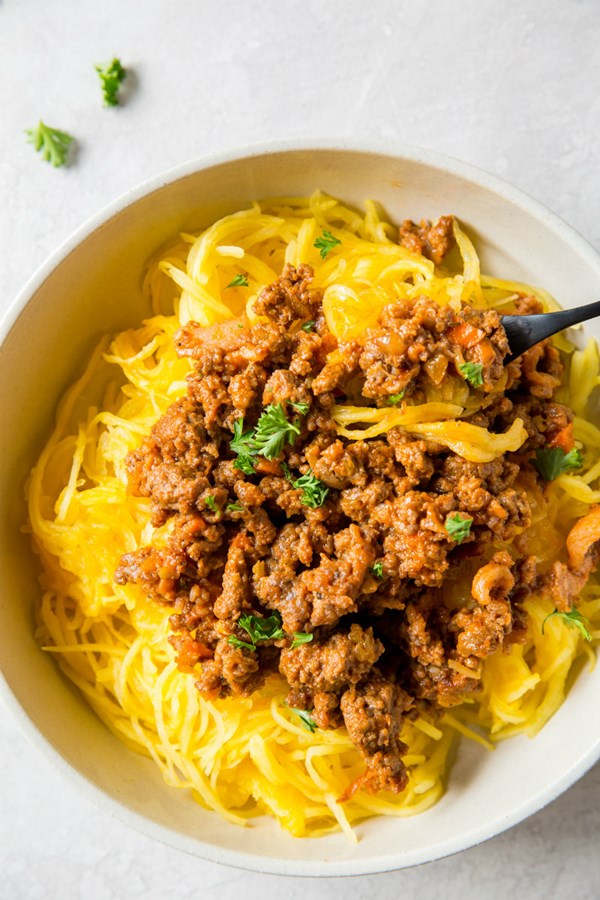 Paleo spaghetti squash Bolognese