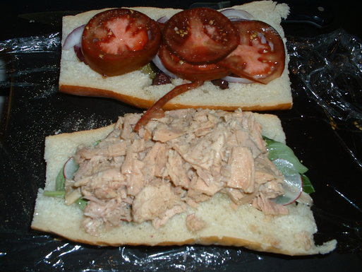 Pan bagnat with radish and tuna