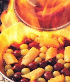 Pan-fried and flambeed fruit