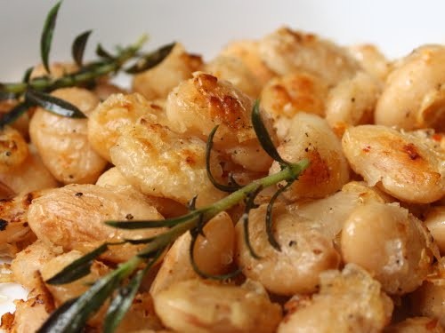 Pan-fried butter beans