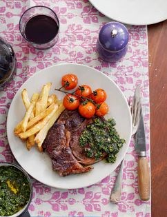 Pan-fried chimichurri steak