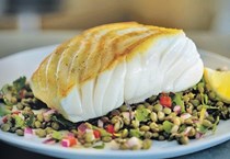 Pan-fried cod with lentils