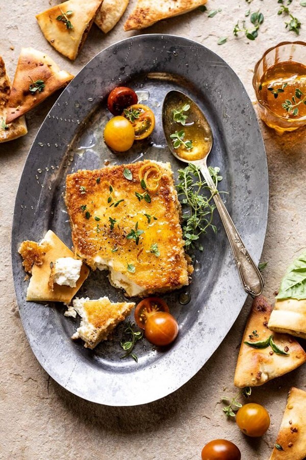 Pan-fried feta with peppered honey