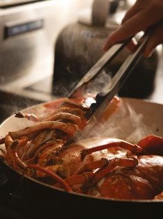 Pan-fried half lobster with parsley and chive butter