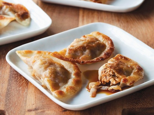 Pan-fried kimchi dumplings (Mandu) from 'The Kimchi Cookbook' (Cook the Book)