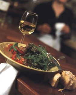 Pan-fried lambs' brains on toast with pear & date chutney