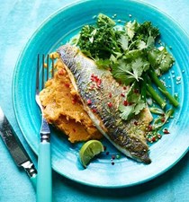 Pan-fried lime and ginger sea bass