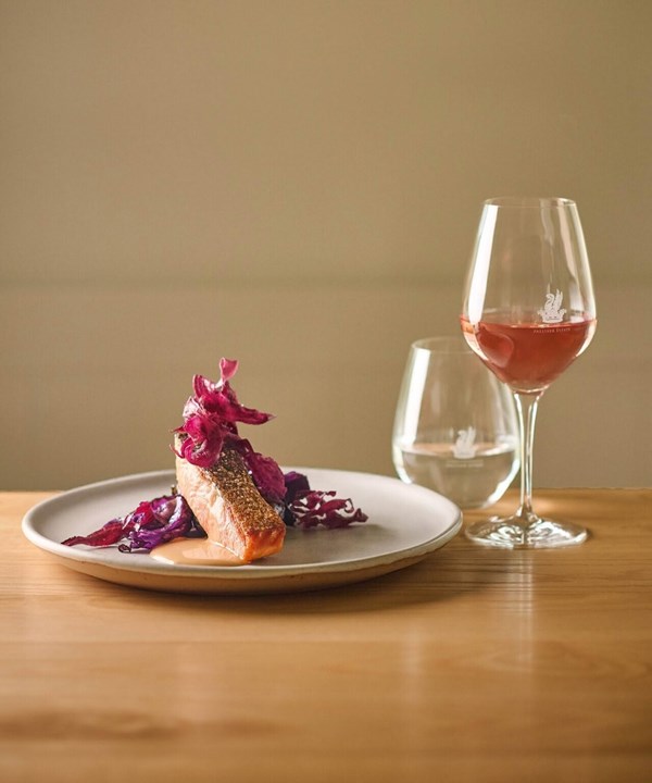 Pan-fried Ōra king salmon with beurre rosé [Norka Mella Muñoz]