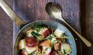 Pan-fried plums and parsnips