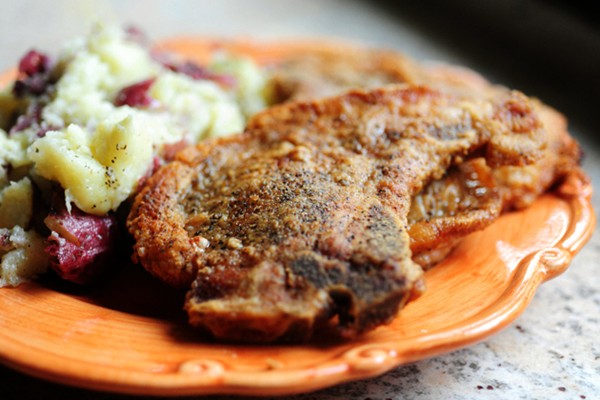Pan-fried pork chops