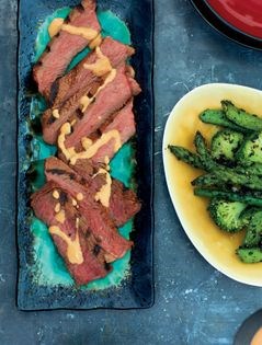 Pan-fried rib-eye steak marinated in miso & aji panca 