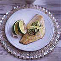 Pan-fried sea bream fillets with chilli lime butter
