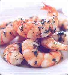 Pan-fried shrimp with dill