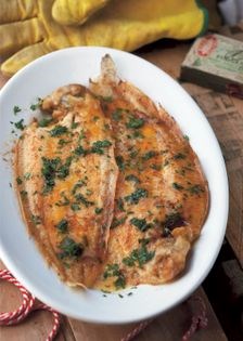 Pan-fried sole with lemon garlic butter