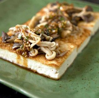 Pan-fried tofu with mushrooms (Dubu jeon)