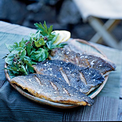Pan-fried trout with fresh herb salad