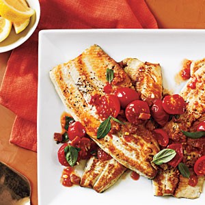 Pan-fried trout with tomato basil sauté