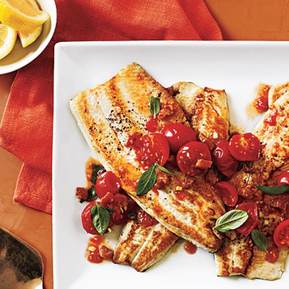 Pan-fried trout with tomato basil sauté