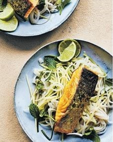 Pan-fried turmeric salmon with mango salad