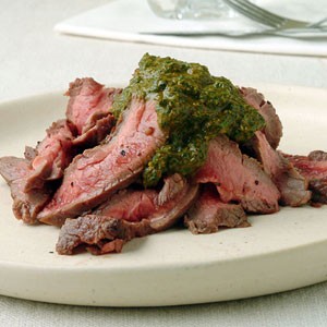 Pan-grilled flank steak with chermoula