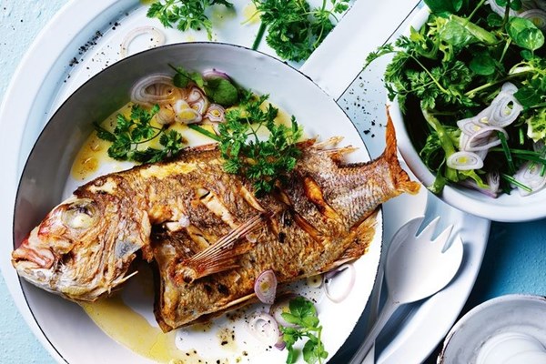 Pan-roasted baby snapper in brown butter