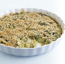 Pan-roasted Brussels sprout gratin with shallots and rosemary
