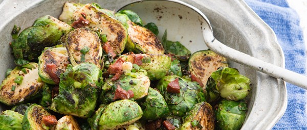 Pan-roasted Brussels sprouts with chorizo