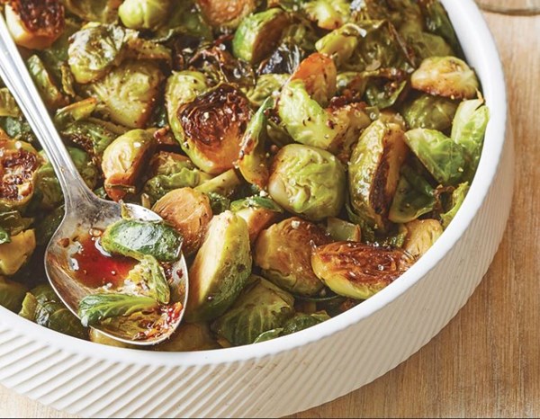 Pan-roasted Brussels sprouts with honey-balsamic glaze