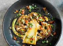 Pan-roasted cauli steaks with sauce vierge