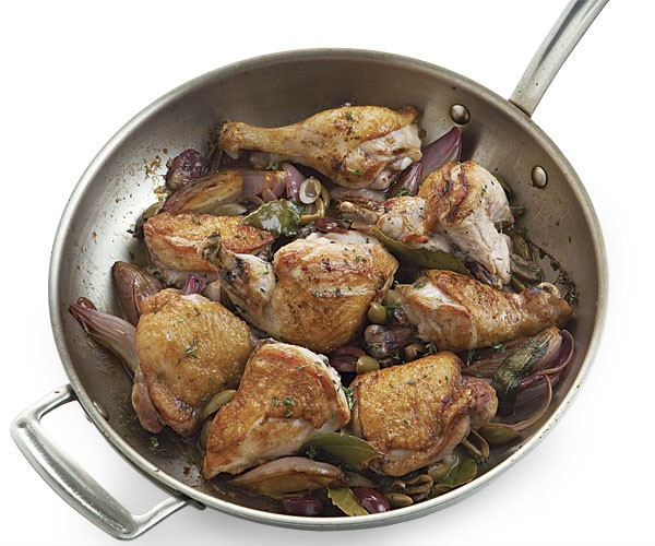 Pan-roasted chicken with olives and lemon