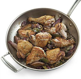 Pan-roasted chicken with olives and lemon