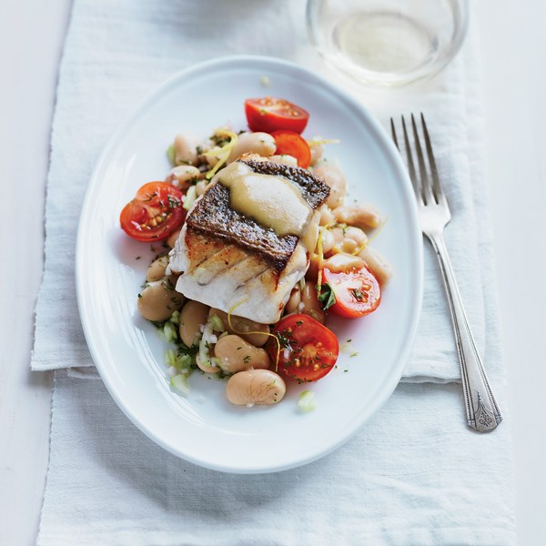 Pan-roasted grouper with tomato & butter bean salad [Linton Hopkins]