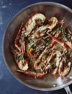 Pan-roasted langoustines with coriander