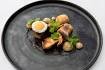 Pan-roasted quail, herbs and fried egg