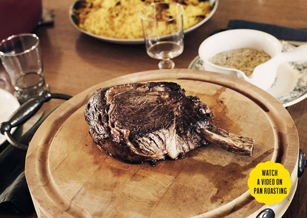 Pan-roasted rib-eyes