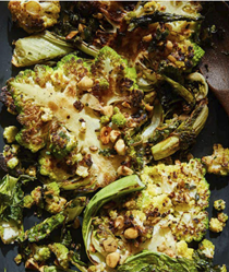 Pan-roasted Romanesco with toasted nuts and crispy bits