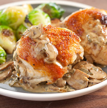 Pan-seared chicken with mushroom-sage sauce