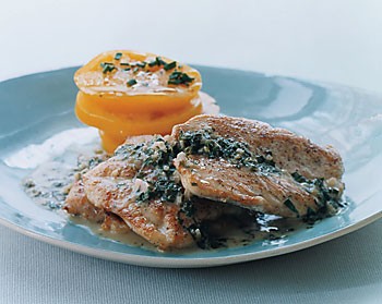 Pan-seared chicken with tarragon butter sauce