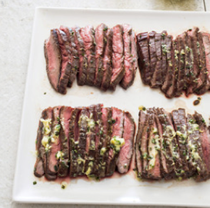 Pan-seared flank steak with mustard-chive butter