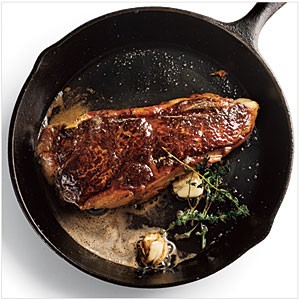 Pan-seared grass-fed strip steak