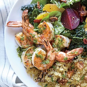 Pan-seared herb shrimp