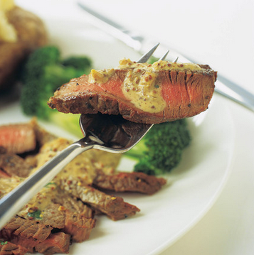 Pan-seared inexpensive steaks with mustard-cream pan sauce