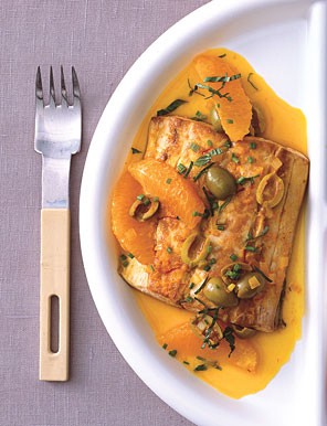 Pan-seared mahi-mahi with oranges and olives